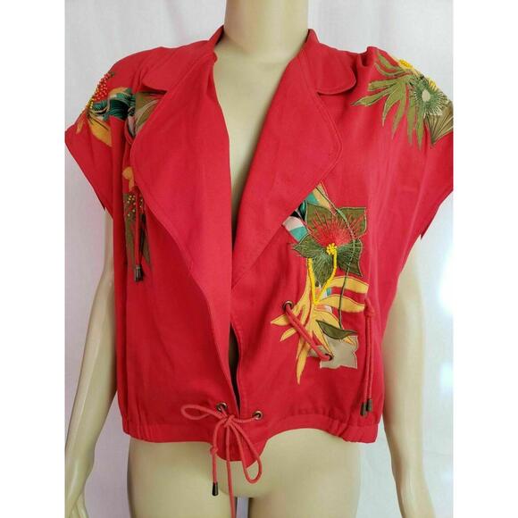 Jackets & Blazers - Marc D'Alcy Sleeveless Bolero Art to wear Embellished Vintage women's Top Sz 8